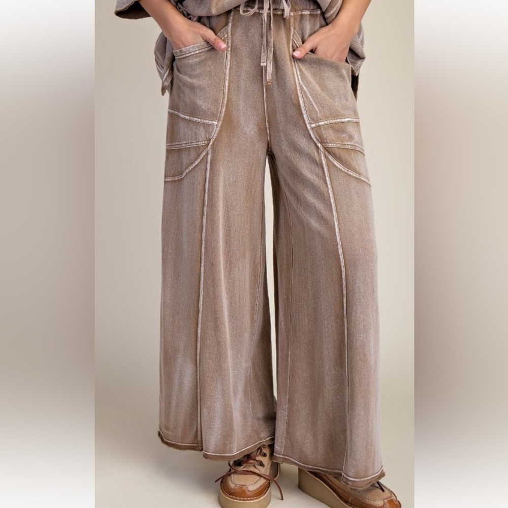 390 ❤️ EASEL camel MONKEY WASHED TERRY PANTS - Picture 4 of 6